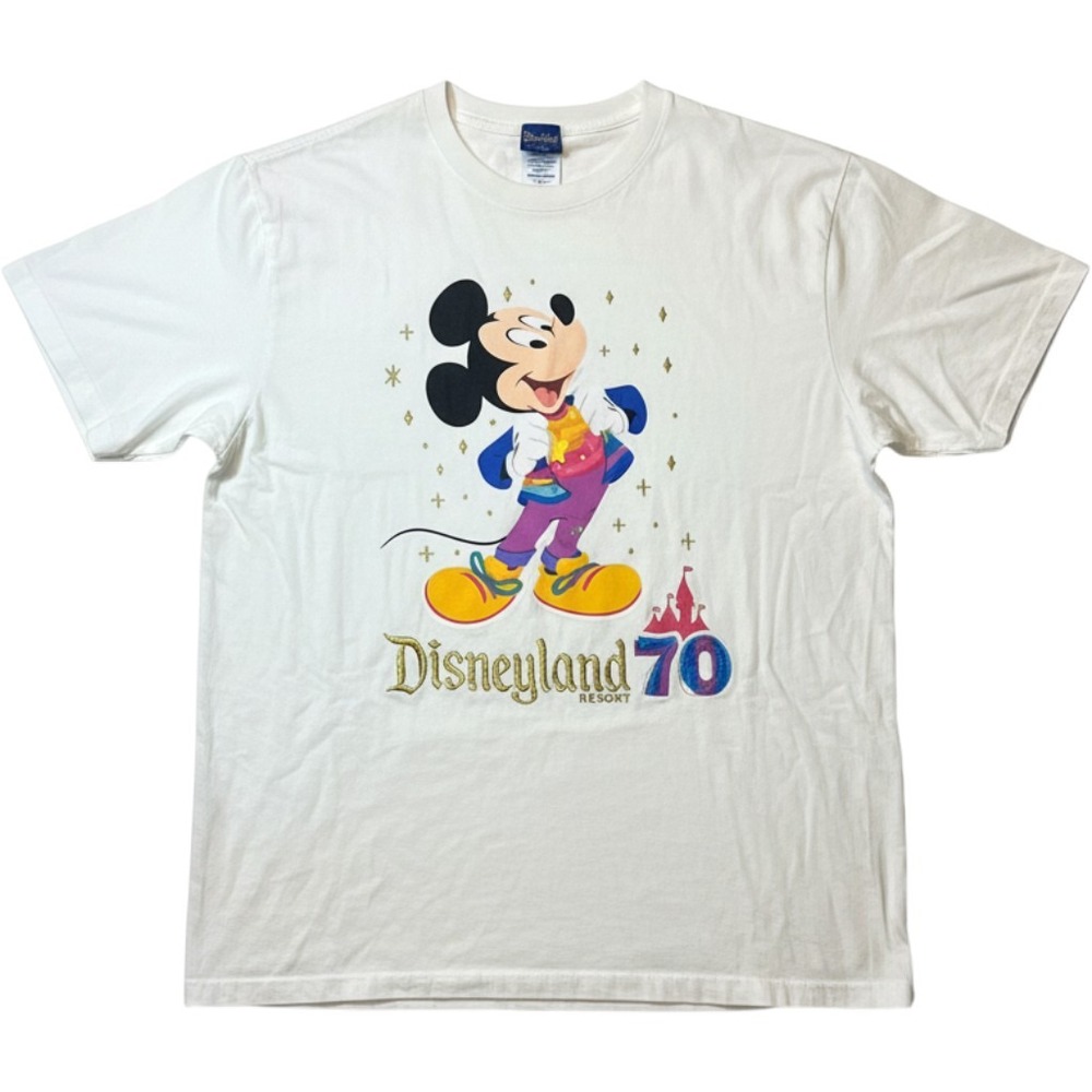 Disney Disneyland Resort 70th Anniversary Mickey Mouse White T-Shirt Large 0573